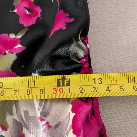 Elegant Floral Satin Midi Sheath Dress - Portrait Neckline Cocktail Event Size 8 - Picture 8 of 10